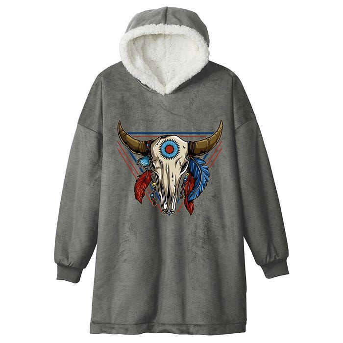 Classic Buffalo Skull Native American Tribe Totem Hooded Wearable Blanket