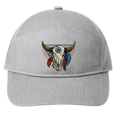 Classic Buffalo Skull Native American Tribe Totem 7-Panel Snapback Hat