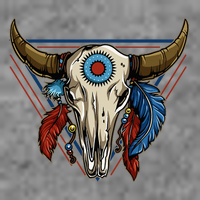 Classic Buffalo Skull Native American Tribe Totem 7-Panel Snapback Hat