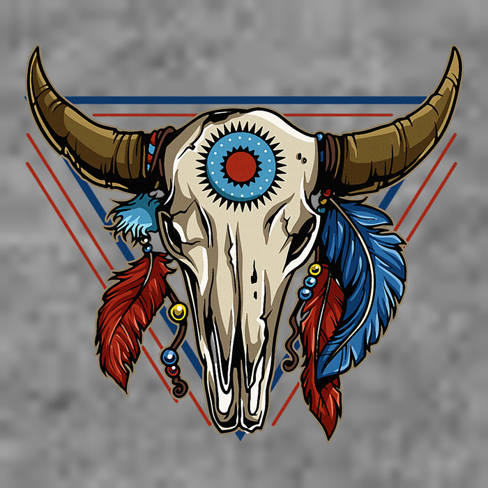 Classic Buffalo Skull Native American Tribe Totem 7-Panel Snapback Hat