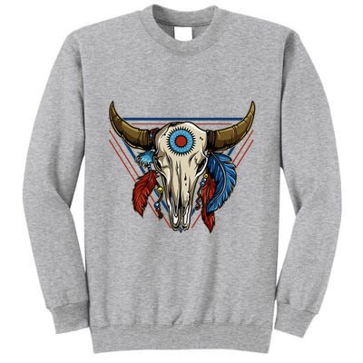 Classic Buffalo Skull Native American Tribe Totem Tall Sweatshirt