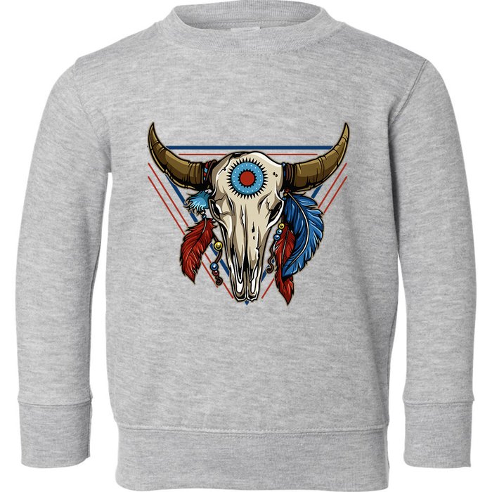 Classic Buffalo Skull Native American Tribe Totem Toddler Sweatshirt