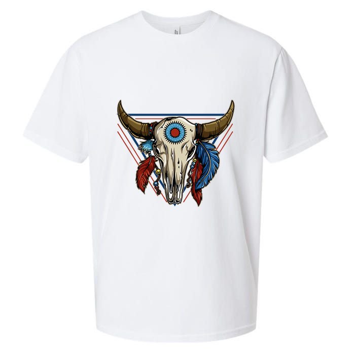 Classic Buffalo Skull Native American Tribe Totem Sueded Cloud Jersey T-Shirt
