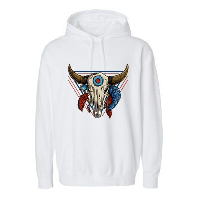 Classic Buffalo Skull Native American Tribe Totem Garment-Dyed Fleece Hoodie