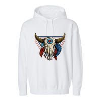 Classic Buffalo Skull Native American Tribe Totem Garment-Dyed Fleece Hoodie