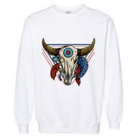 Classic Buffalo Skull Native American Tribe Totem Garment-Dyed Sweatshirt