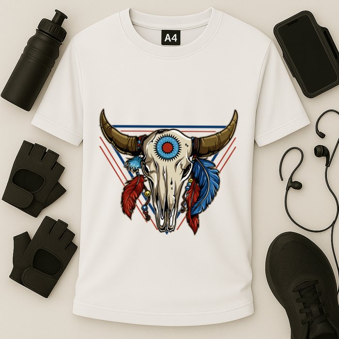 Classic Buffalo Skull Native American Tribe Totem Performance Shirt