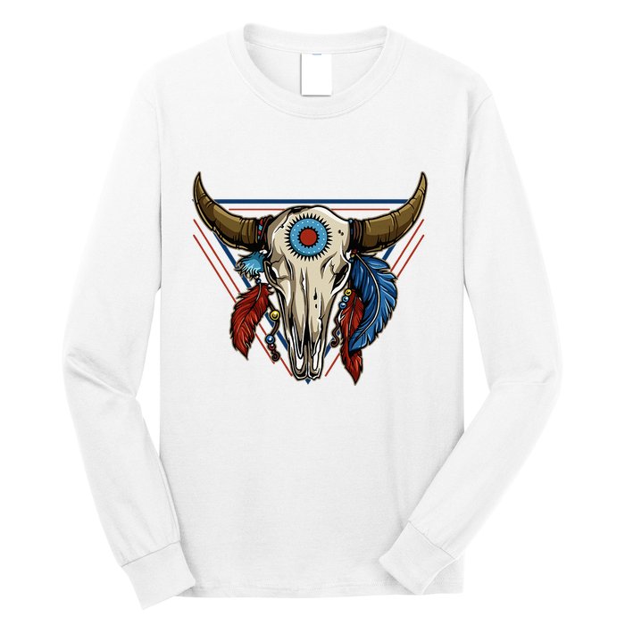 Classic Buffalo Skull Native American Tribe Totem Long Sleeve Shirt