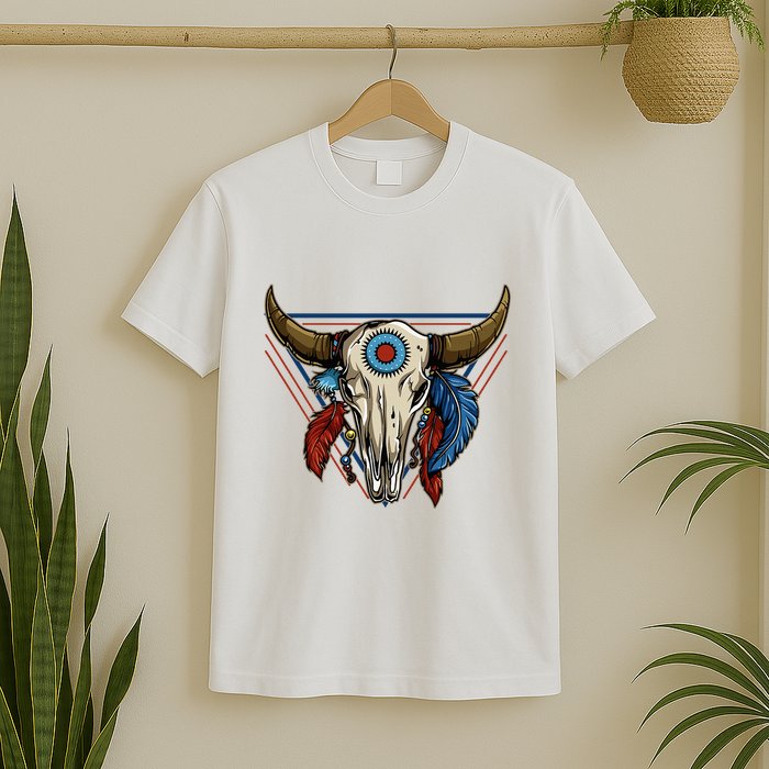 Classic Buffalo Skull Native American Tribe Totem T-Shirt
