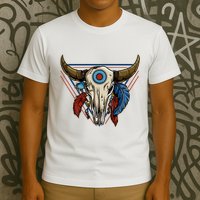 Classic Buffalo Skull Native American Tribe Totem T-Shirt