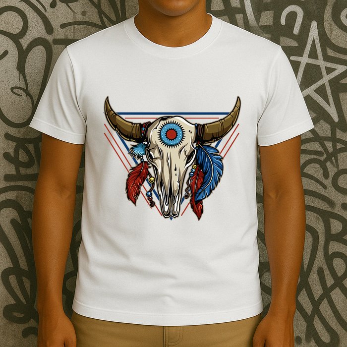 Classic Buffalo Skull Native American Tribe Totem T-Shirt