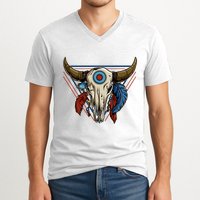 Classic Buffalo Skull Native American Tribe Totem V-Neck T-Shirt