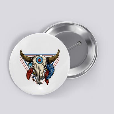 Classic Buffalo Skull Native American Tribe Totem Button