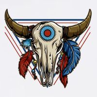 Classic Buffalo Skull Native American Tribe Totem Bucket Hat