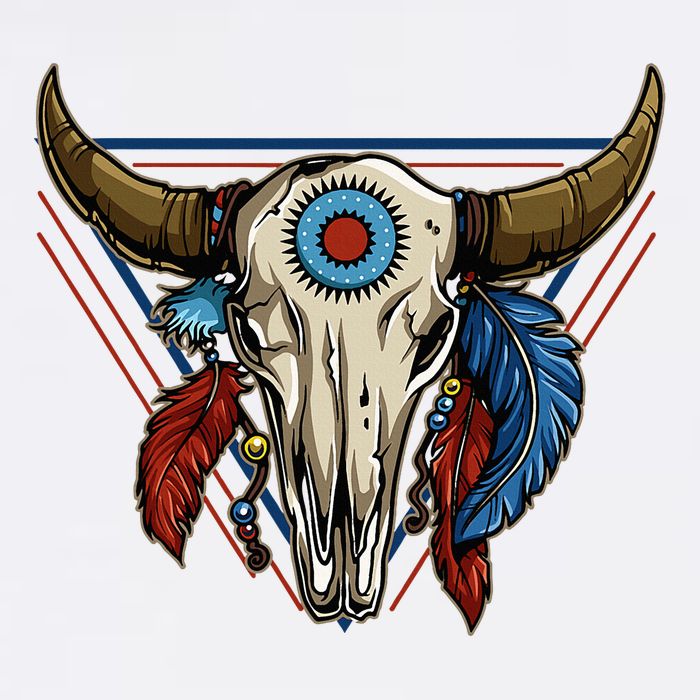 Classic Buffalo Skull Native American Tribe Totem Bucket Hat