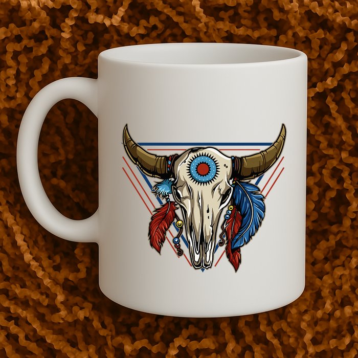 Classic Buffalo Skull Native American Tribe Totem Mug
