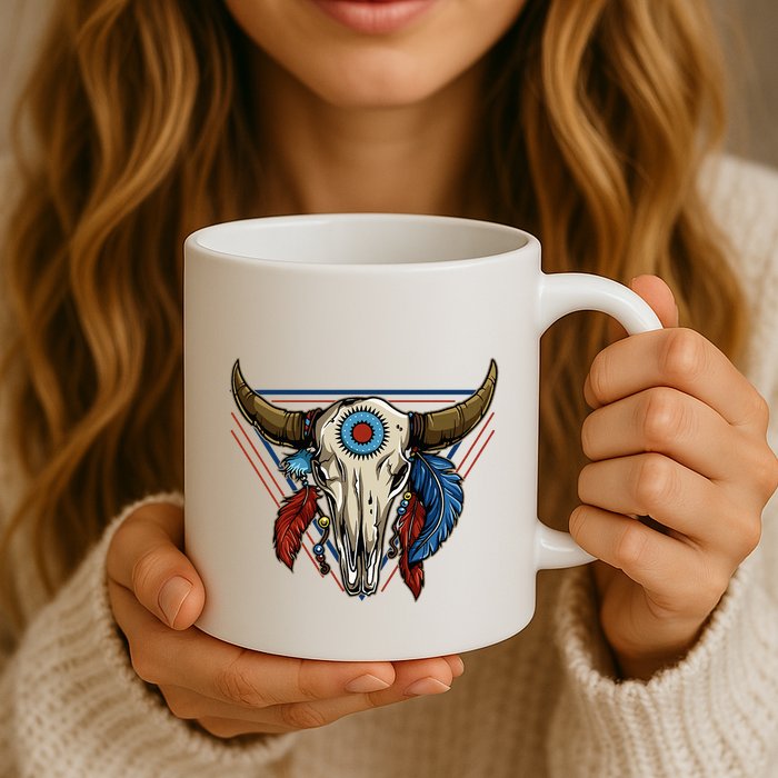 Classic Buffalo Skull Native American Tribe Totem Mug