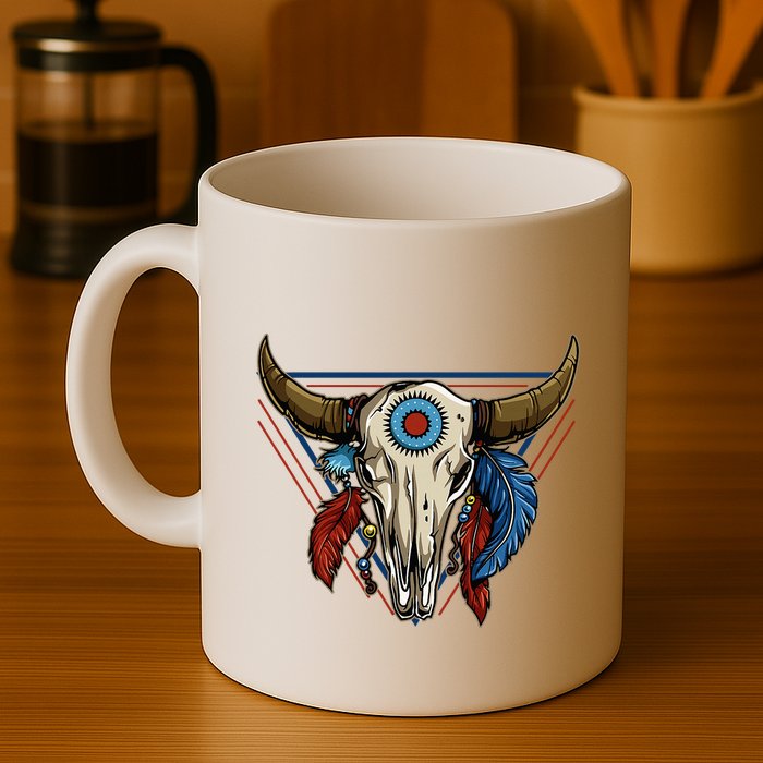 Classic Buffalo Skull Native American Tribe Totem Mug
