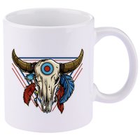 Classic Buffalo Skull Native American Tribe Totem 11oz C Handle Ceramic Mug