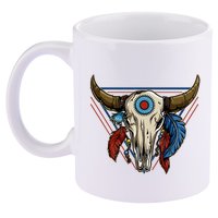 Classic Buffalo Skull Native American Tribe Totem 11oz C Handle Ceramic Mug