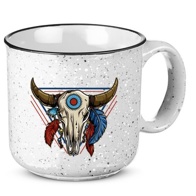 Classic Buffalo Skull Native American Tribe Totem 15oz Campfire Ceramic Mug