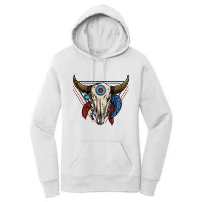 Classic Buffalo Skull Native American Tribe Totem Women's Pullover Hoodie