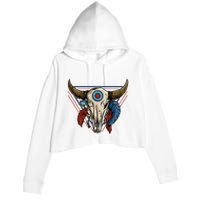 Classic Buffalo Skull Native American Tribe Totem Crop Fleece Hoodie