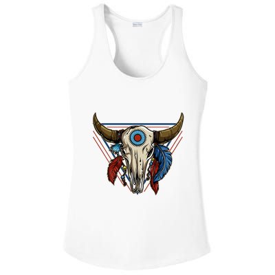 Classic Buffalo Skull Native American Tribe Totem Ladies PosiCharge Competitor Racerback Tank