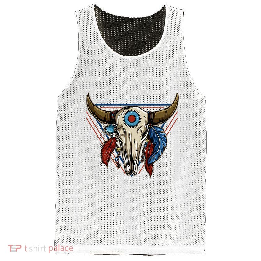 Classic Buffalo Skull Native American Tribe Totem Mesh Reversible Basketball Jersey Tank