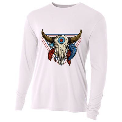Classic Buffalo Skull Native American Tribe Totem Cooling Performance Long Sleeve Crew