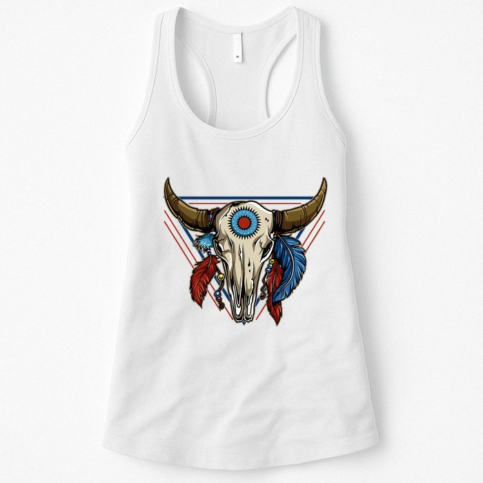 Classic Buffalo Skull Native American Tribe Totem Womens Tank Top