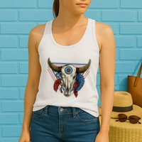 Classic Buffalo Skull Native American Tribe Totem Womens Tank Top