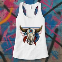 Classic Buffalo Skull Native American Tribe Totem Womens Tank Top