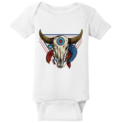 Classic Buffalo Skull Native American Tribe Totem Baby Bodysuit
