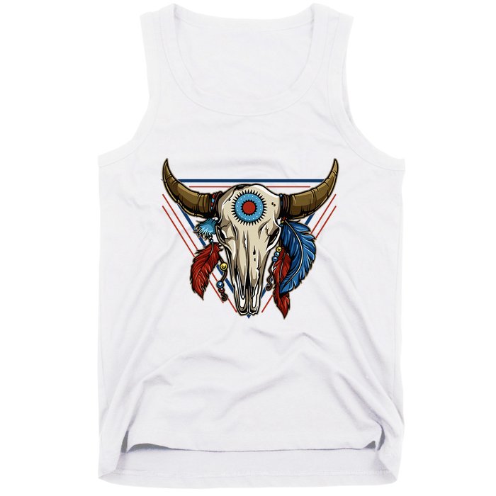 Classic Buffalo Skull Native American Tribe Totem Tank Top