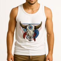 Classic Buffalo Skull Native American Tribe Totem Tank Top