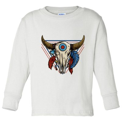 Classic Buffalo Skull Native American Tribe Totem Toddler Long Sleeve Shirt