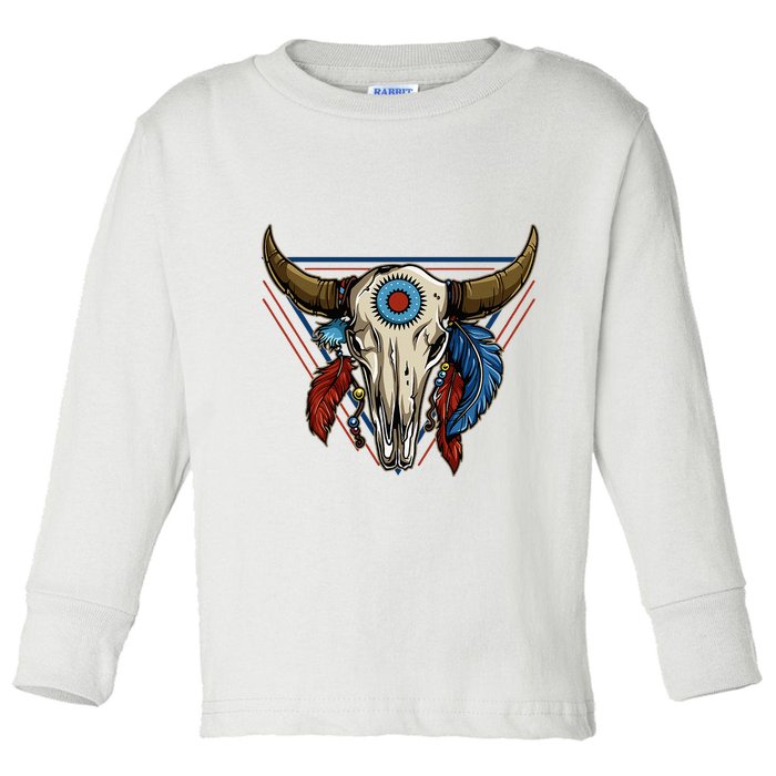 Classic Buffalo Skull Native American Tribe Totem Toddler Long Sleeve Shirt