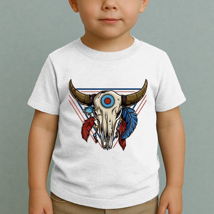 Classic Buffalo Skull Native American Tribe Totem Toddler T-Shirt