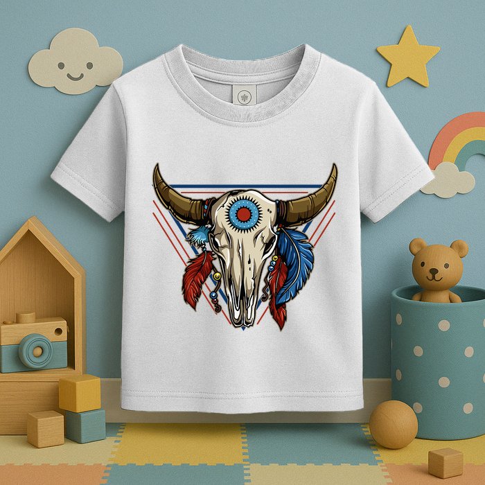 Classic Buffalo Skull Native American Tribe Totem Toddler T-Shirt
