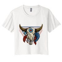 Classic Buffalo Skull Native American Tribe Totem Crop Top