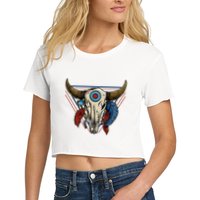 Classic Buffalo Skull Native American Tribe Totem Crop Top