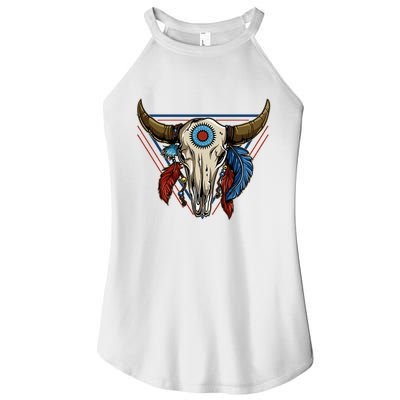 Classic Buffalo Skull Native American Tribe Totem Women's Perfect Tri Rocker Tank