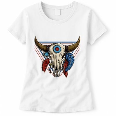 Classic Buffalo Skull Native American Tribe Totem Womens T-Shirt