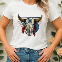 Classic Buffalo Skull Native American Tribe Totem Womens T-Shirt