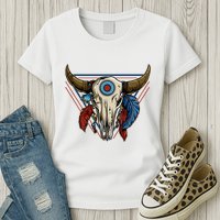 Classic Buffalo Skull Native American Tribe Totem Womens T-Shirt