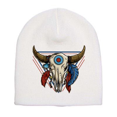 Classic Buffalo Skull Native American Tribe Totem Short Acrylic Beanie