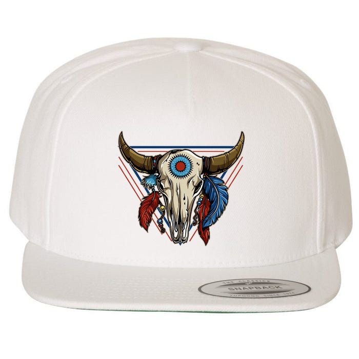 Classic Buffalo Skull Native American Tribe Totem Wool Snapback Cap