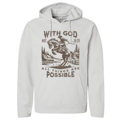 Cowboy Bible Scripture Verse Western Jesus For Faith Performance Fleece Hoodie