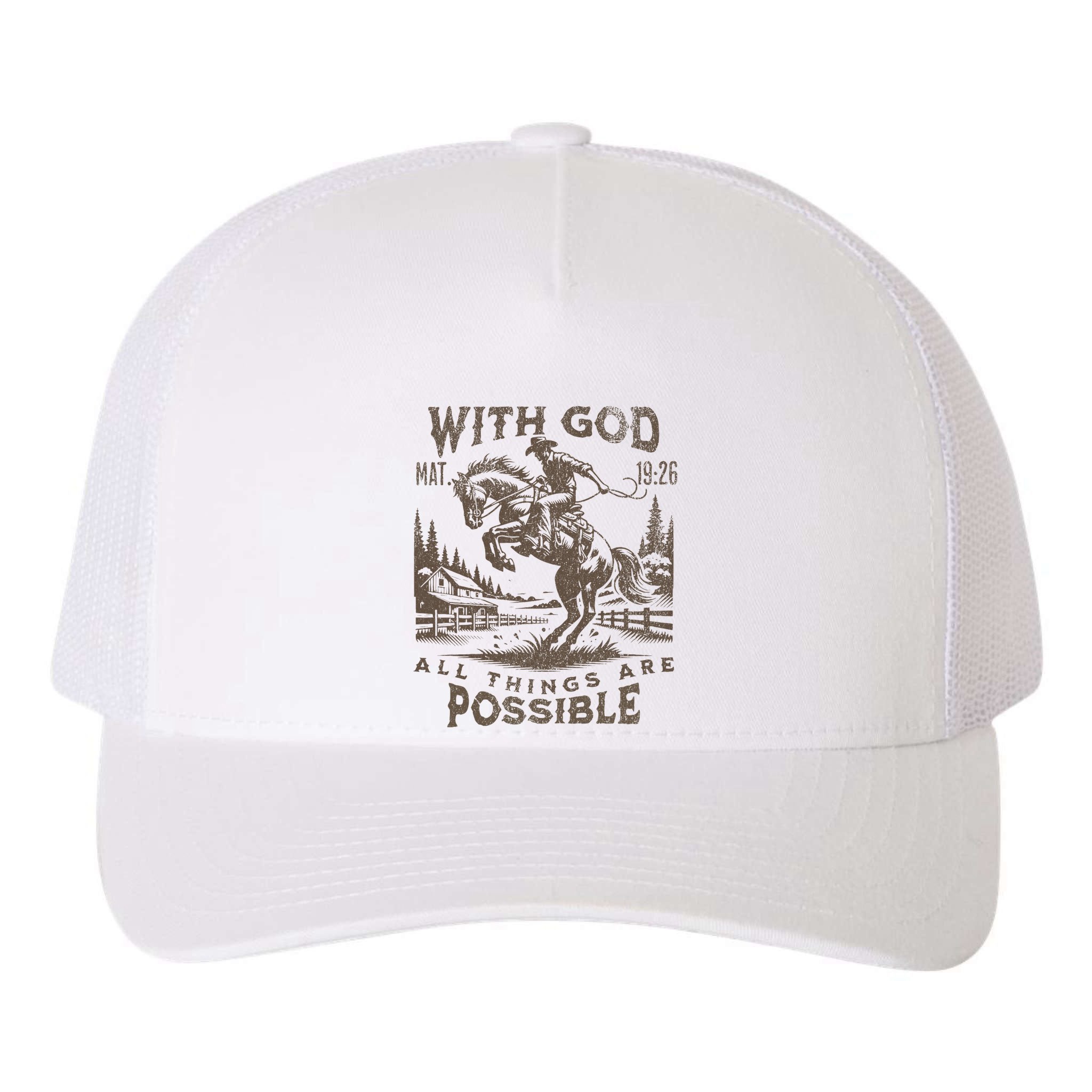 Cowboy Bible Scripture Verse Western Jesus For Faith Yupoong Adult 5-Panel Trucker Hat